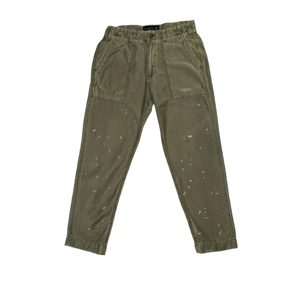 Abercrombie & Fitch Women's Pants Size 30 Olive Green Utility Paint Splatter 30L